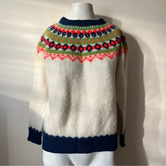 Vintage wool Icelandic women’s small Patterned Knit Sweater apres ski - Picture 2 of 11